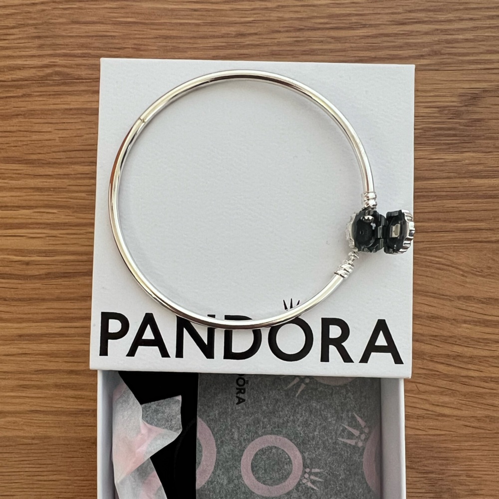 NWT Pandora Moments Sparkling Snowflake Clasp Bangle - Picture 2 of 4